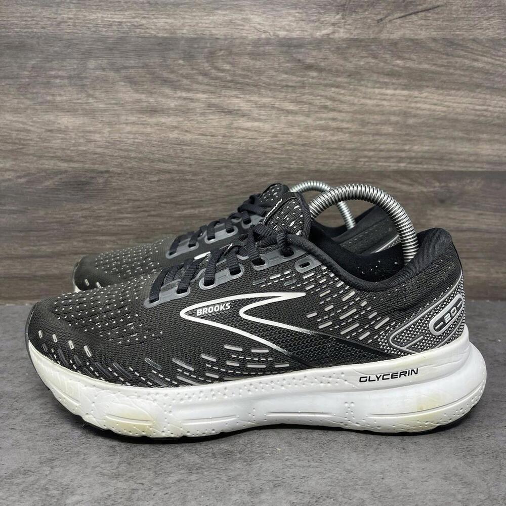 Brooks Glycerin 20 Running Shoes Womens Size 8 Black White Sneakers